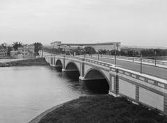 Anderson Memorial Bridge over Charles River with Harvard Stadium in Cambridge Massachusetts