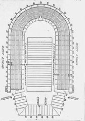 1923 diagram of Harvard Stadium showing the stadium layout and seating