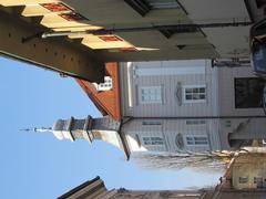 Turret of the 7 French Revolution Square house in Ljubljana seen from Salendrova ulica