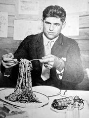 Luis Firpo enjoying a pasta dish