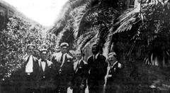 Luis Angel Firpo standing third from the left in 1921 at the courtyard of the Rivadavia cine-bar in Junín, Argentina
