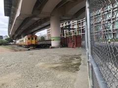 Taiwan Railway Administration EMU100 electric multiple unit displayed statically at Taipei Railway Workshop