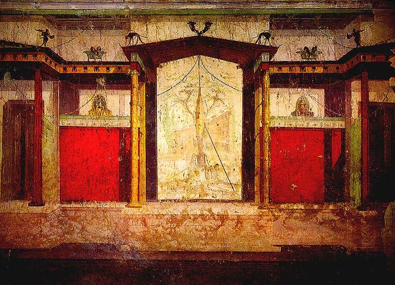 Roman fresco from House of Augustus on Palatine Hill featuring ancient Roman art and architecture