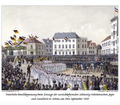 Schleswig-Holstein hunters and cavalry returning to Altona on September 3, 1849