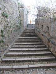 Stone access stairs leading to Fort Royal on Sainte-Marguerite Island in Alpes-Maritimes, France