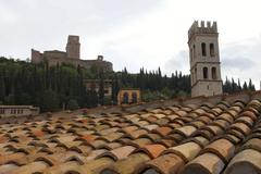 View of Rocca Maggiore fortress in Assisi, Italy
