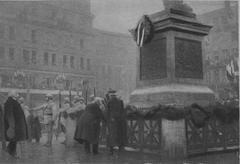 President Poincaré giving Marshal baton to Pétain in front of Kléber monument at Place Kléber Strasbourg
