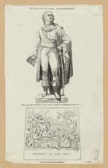 Wood engraving of statue of Jean-Baptiste Kléber in Strasbourg