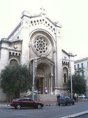 View of the Church of Nice-Musiciens on Rue de France in Nice, France