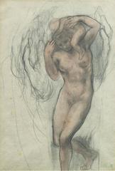 Standing figure embracing a child sculpture by Khalil Gibran