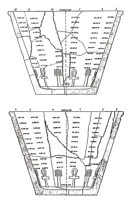 Internal sections of the Karnak water clock clepsydra