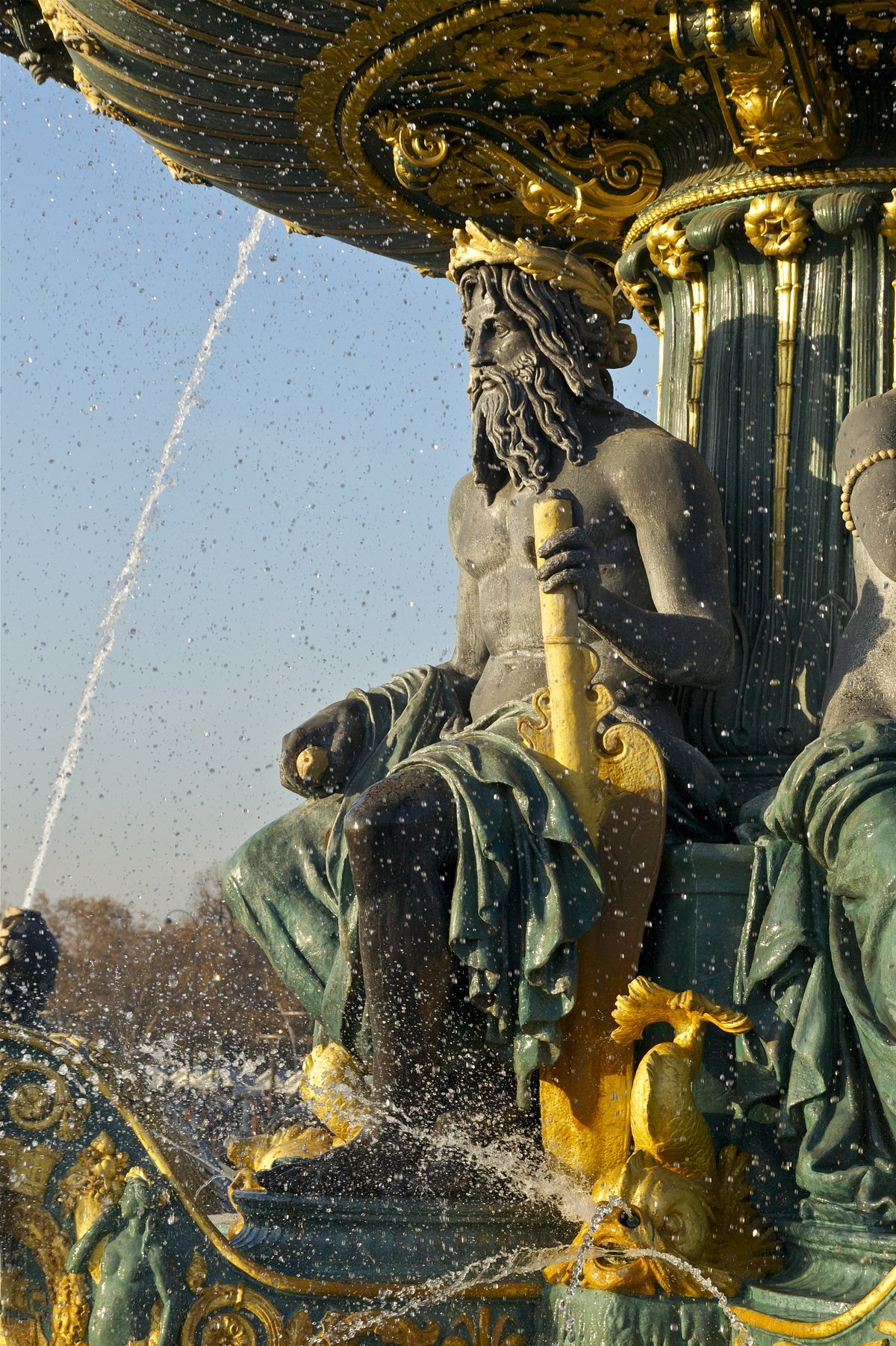 Detail of the Fountain of the Seas at Concorde Square in Paris