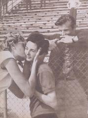 Erica Alexandrina Stoenescu jumping 1.71 meters in stadium 23 August on May 15, 1966 with Iolanda Balaș and coach Constantin Dumitrescu