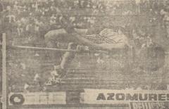 Niculina Vasile clearing 1.97 meters in high jump at the Romania-Bulgaria-RSFSR Soviet Union triangular athletics meet at Stadionul 23 August