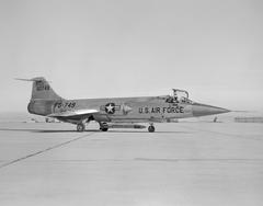 JF-104A aircraft with Air Launched Sounding Rocket attached on ramp at NASA Dryden Flight Research Center