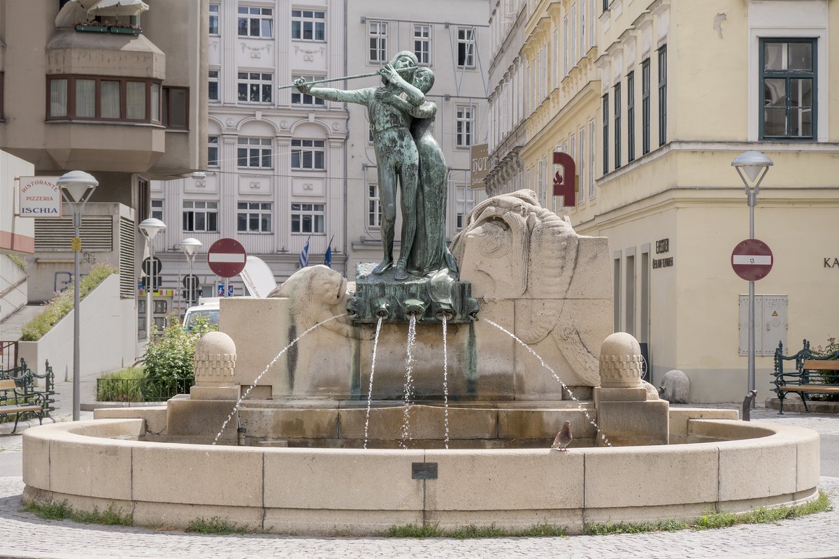 Mozart Fountain in Vienna Austria