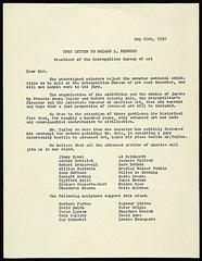 Open Letter to Roland L. Redmond rejecting The Metropolitan Museum of Art's 1950 exhibition