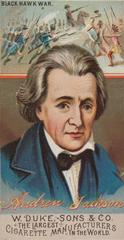 Andrew Jackson portrait from the Great Americans cigarette card series by W. Duke, Sons & Co. 1888
