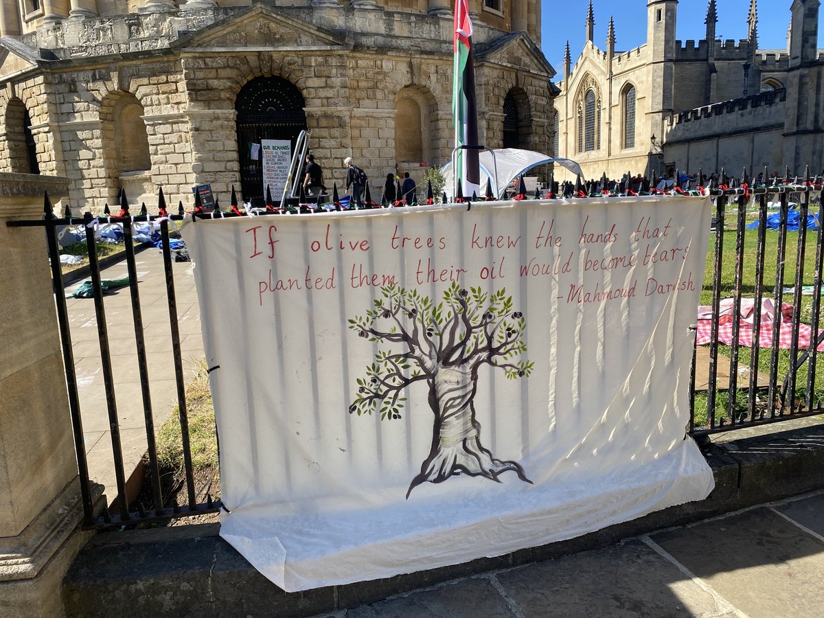 Palestinian encampment outside Radcliffe Camera, University of Oxford, July 2024