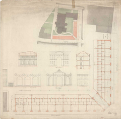 Architectural plans for shops at the Church of the Holy Ghost in Copenhagen