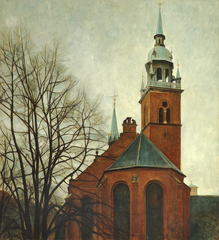 Svend Hammershøi painting of Helligåndskirken church in Copenhagen