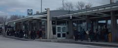 Entrance to Montreal Metro Henri Bourassa station with its iconic architectural design