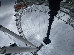 The London Eye ferris wheel in London against a clear blue sky
