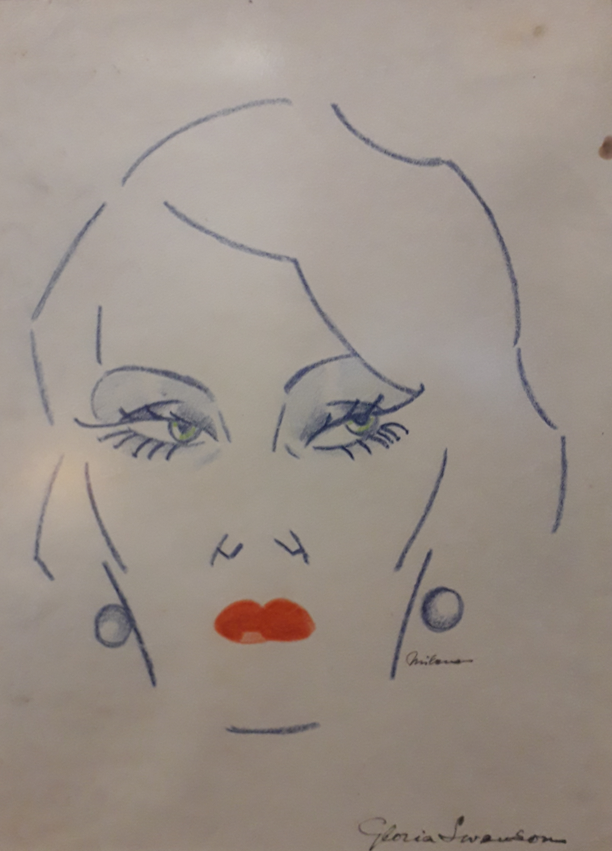 Drawing of Gloria Swanson by Milena Pavlovic-Barili