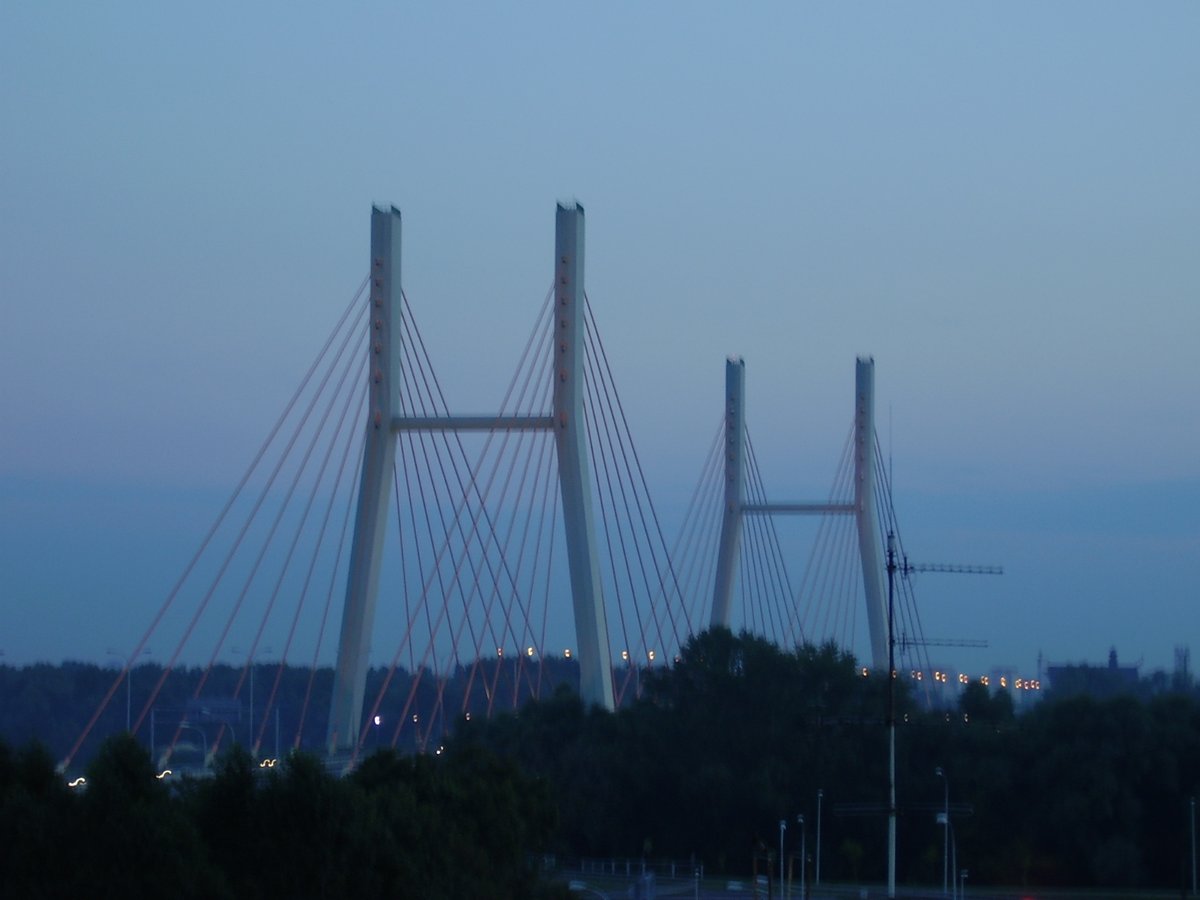 Siekierkowski Bridge over the Vistula River in Warsaw, Poland