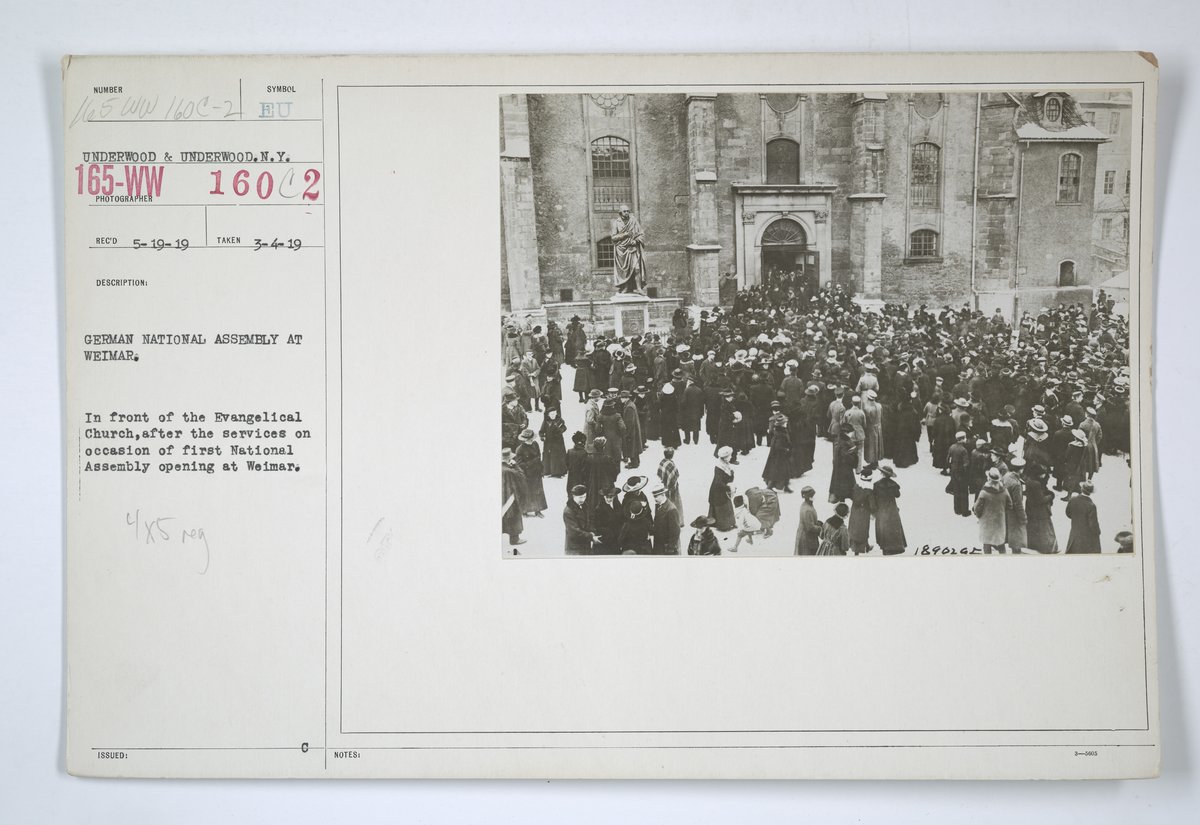 General National Assembly at Weimar gathered in front of Evangelical Church after services on March 4, 1919