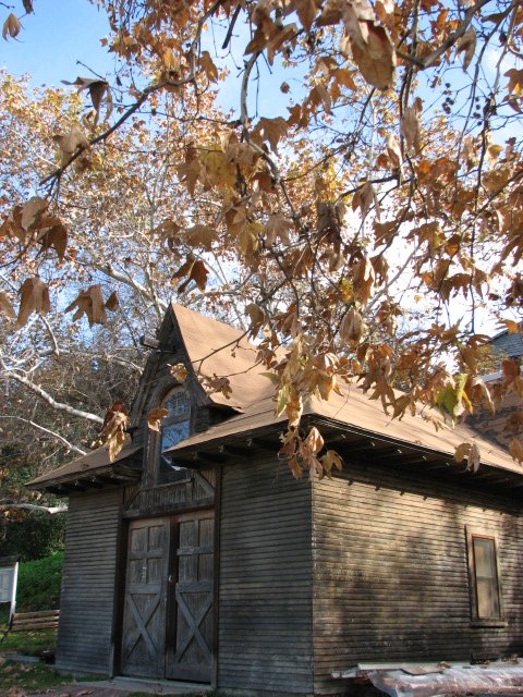 Carriage Barn in Victorian Carpenter Gothic style at Heritage Square Museum, Los Angeles