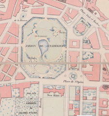 Azbakiyya Garden and its surrounding area in Cairo 1874, historical clipped map section