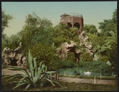 Color photochrom image of Grottes Esbekieh caves in Cairo