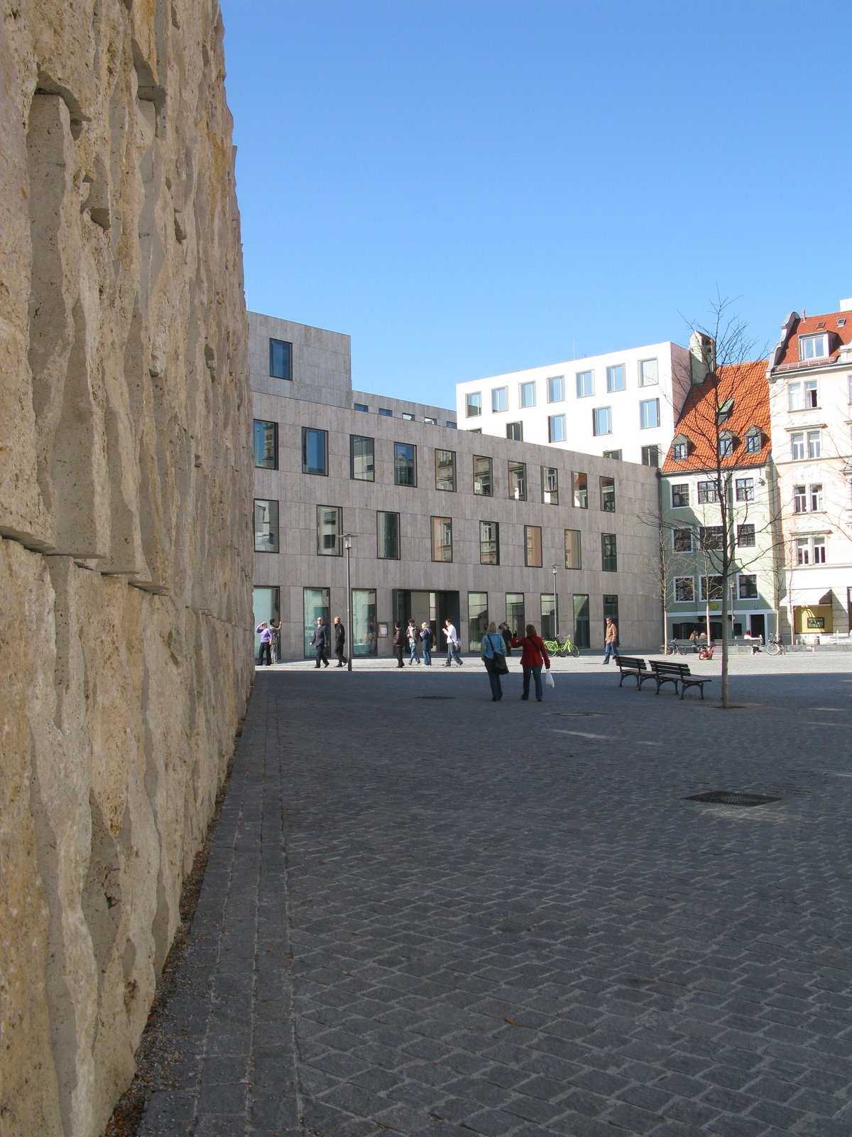 Jewish Centre and Synagogue wall at Jakobsplatz Munich