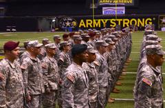 Soldier heroes standing at attention inside the Alamodome in San Antonio on January 3, 2013