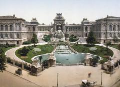 Historic black and white photo of Palais Longchamp in Marseille