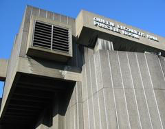 Interior view of Queen Elizabeth Hall Purcell Room on South Bank London with rows of seating and stage