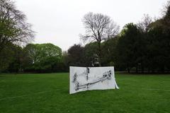 Installation artwork titled G.AME by Pascal Sender at Hofgarten, Düsseldorf during Quadriennale 2014