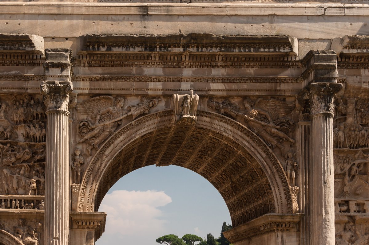 Detail of the Arch of Septimius Severus in the Forum Romanum, Rome, Italy