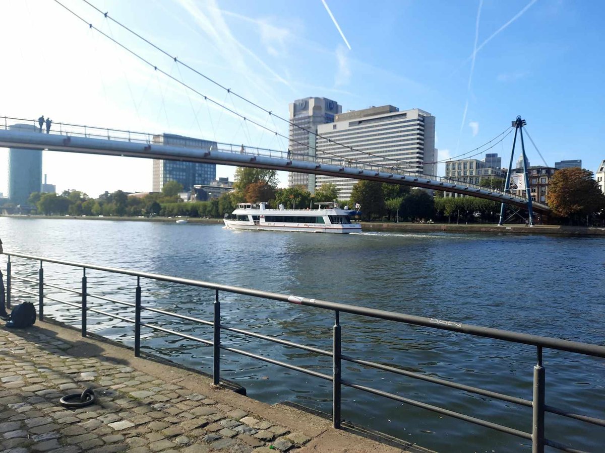 Frankfurt city skyline with modern skyscrapers and riverfront in Germany