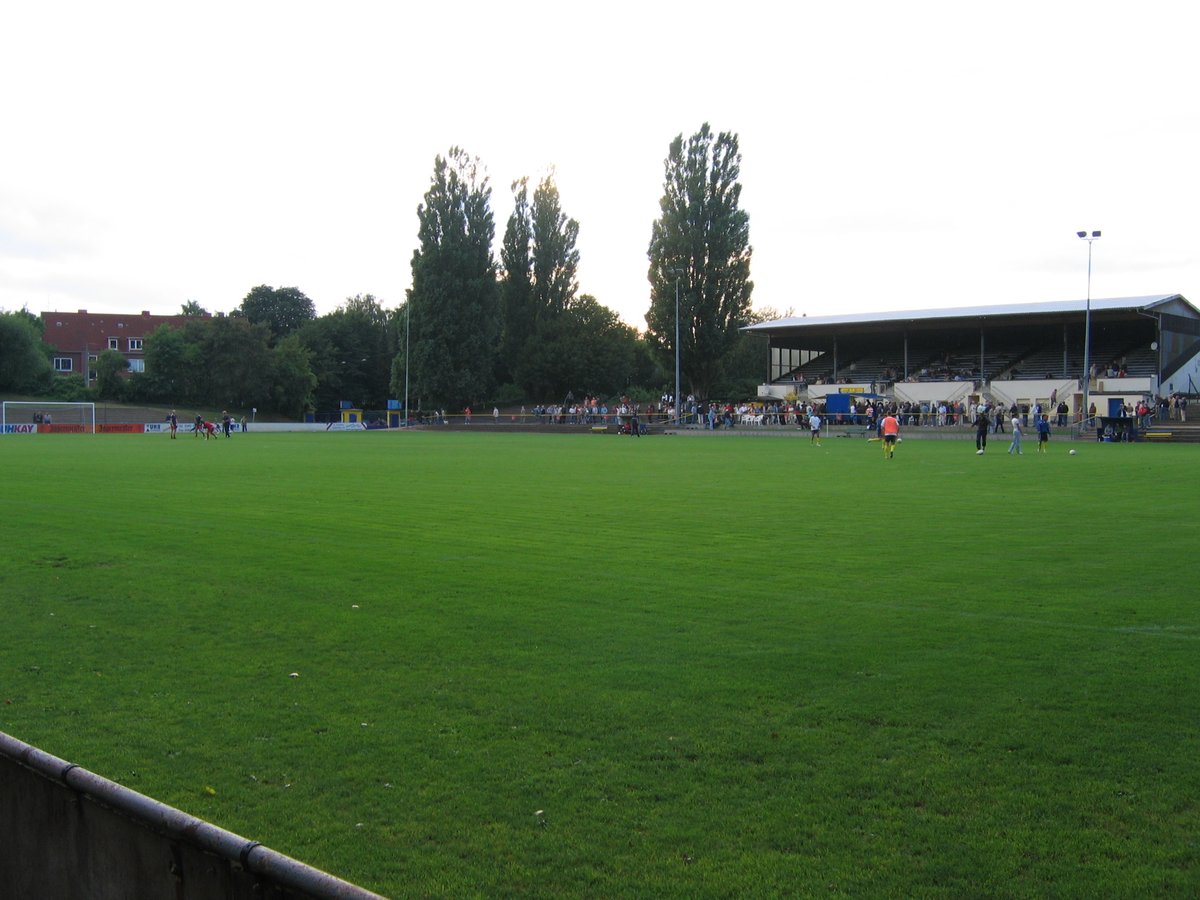 Stadium Hoheluft of SC Victoria Hamburg in Germany, showing the stands and playing field