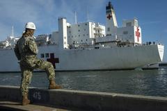 Hospital ship USNS Comfort docking at Naval Station Norfolk