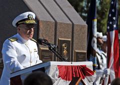 Admiral J.C. Harvey Jr. delivering remarks at USS Cole Memorial 10th anniversary ceremony