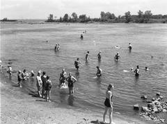 Swimmers enjoying the beach at Power House in Ville La Salle
