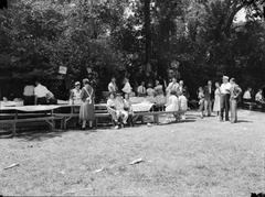 International picnic in a park at Ville LaSalle with multiple ethnic families including Lithuanian families