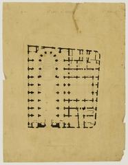 Architectural drawing plan of Saint-Leu-Saint-Gilles church in Paris by Lèbe-Sigun, 1861