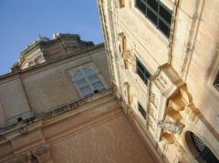 Historic buildings and narrow streets in Rabat, Malta during March 2007
