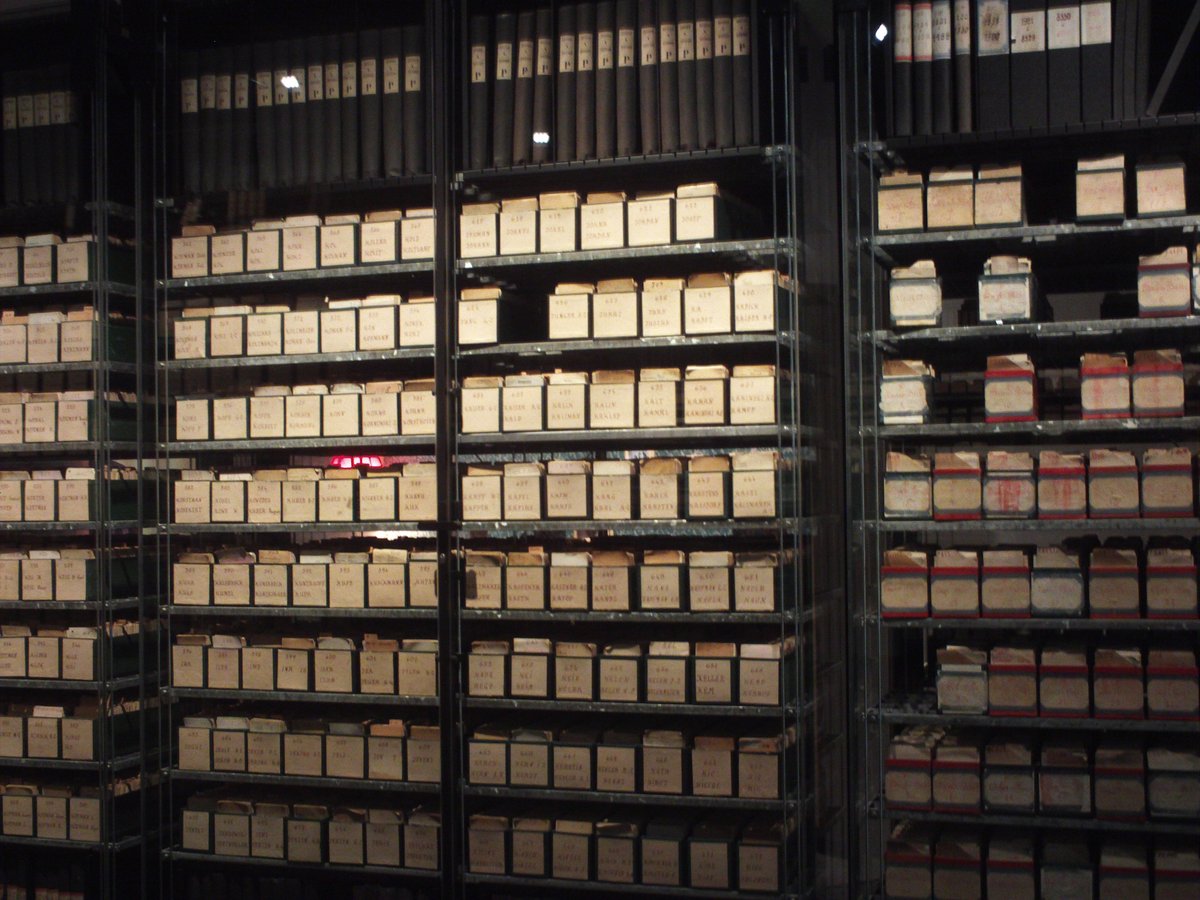 Archive cards on display at the Red Cross headquarters