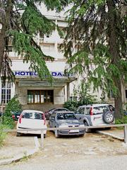 Entrance of closed Hotel Dajti in Tirana Albania