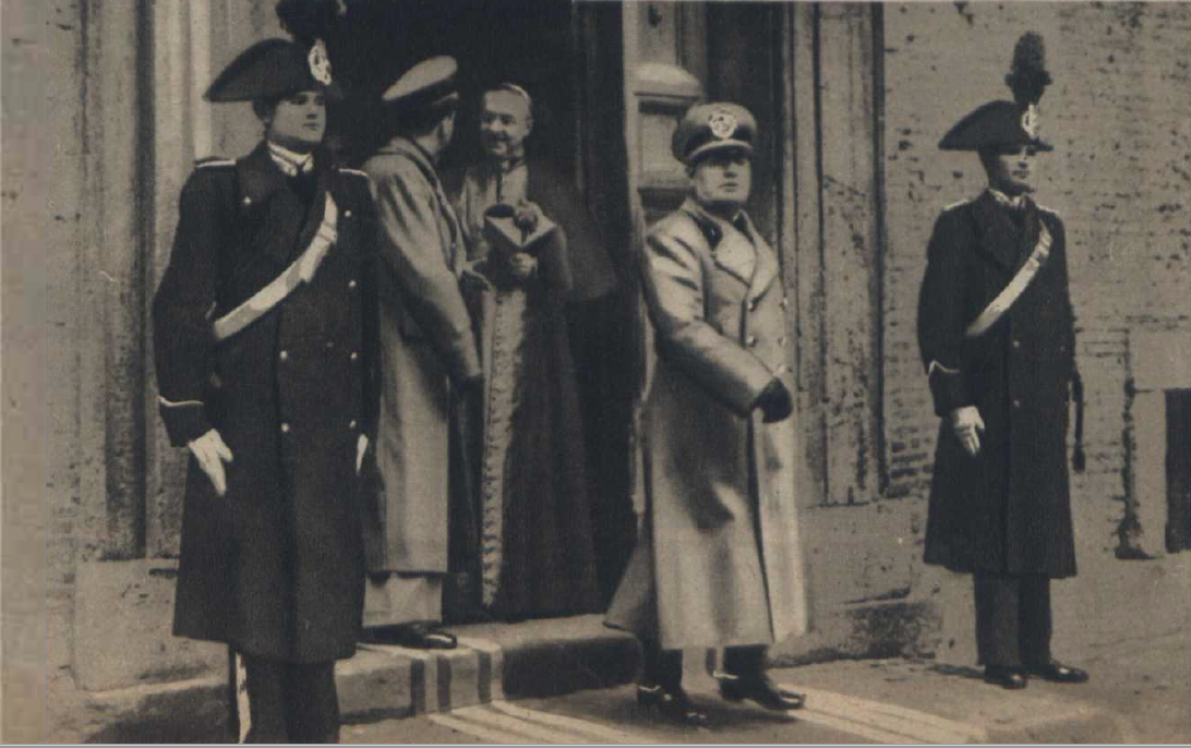 Benito Mussolini leaving Sant'Andrea della Valle church